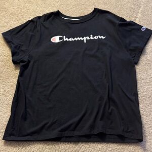 Champion Classic Black Tee with Logo